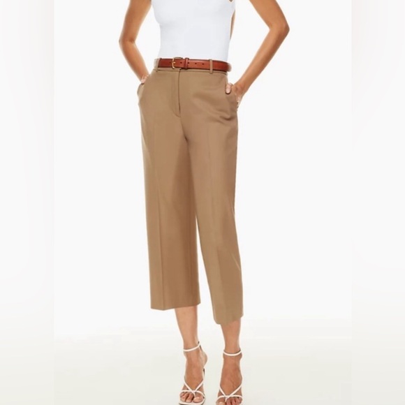 Babaton Pants - Aritzia Babaton “Agency” Wide Leg Cropped 23” Pants size 10 in Beige